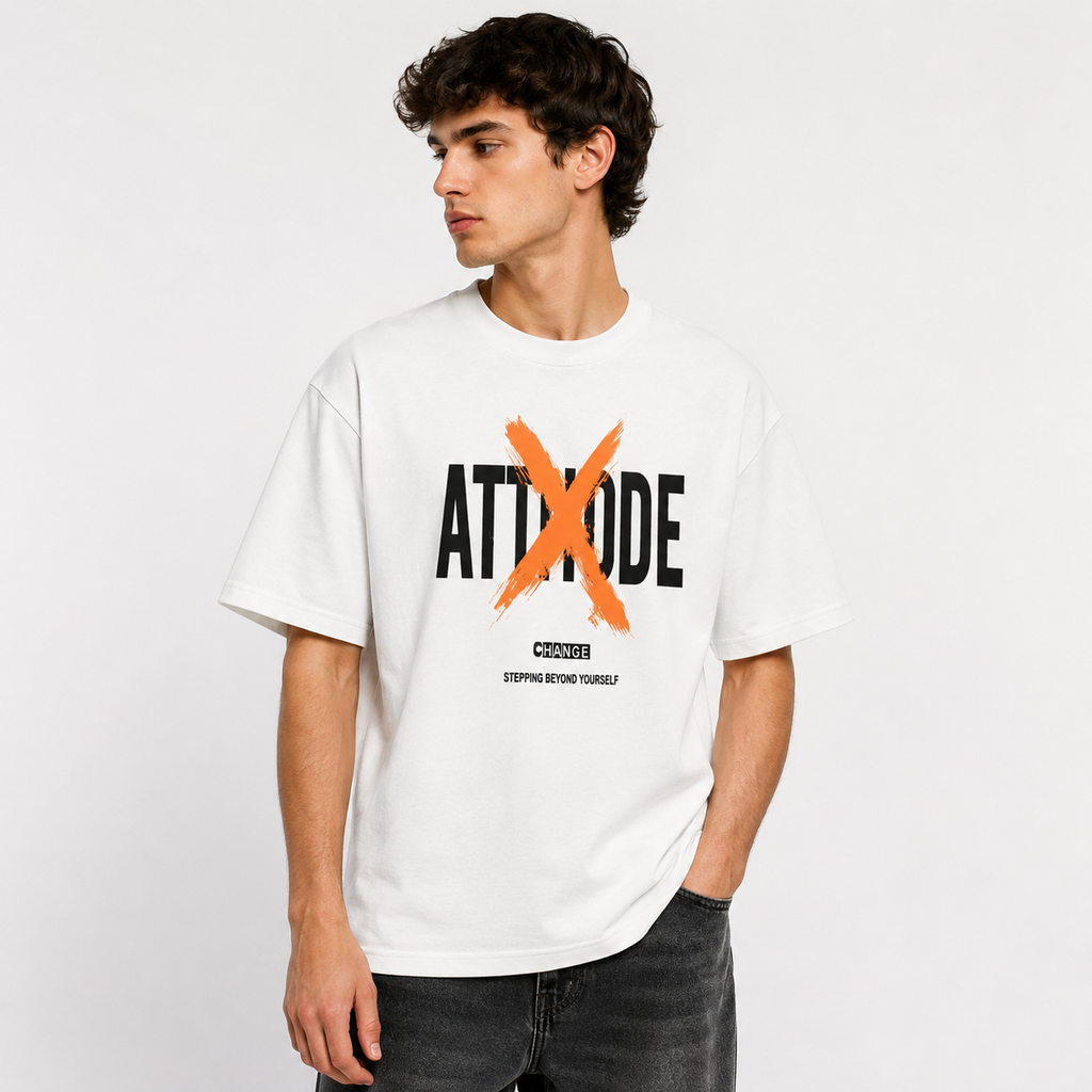 Attitude" Skull Oversized Graphic Tee
