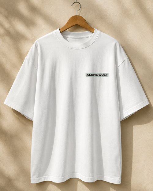 Alone Wolf Oversized Unisex T-Shirt – Graphic Streetwear White Tee