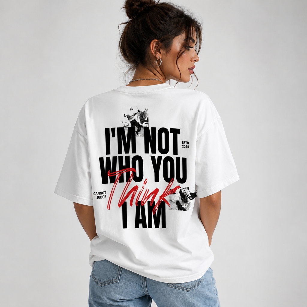 "I Am Not Who I Am" Oversized Graphic Tee