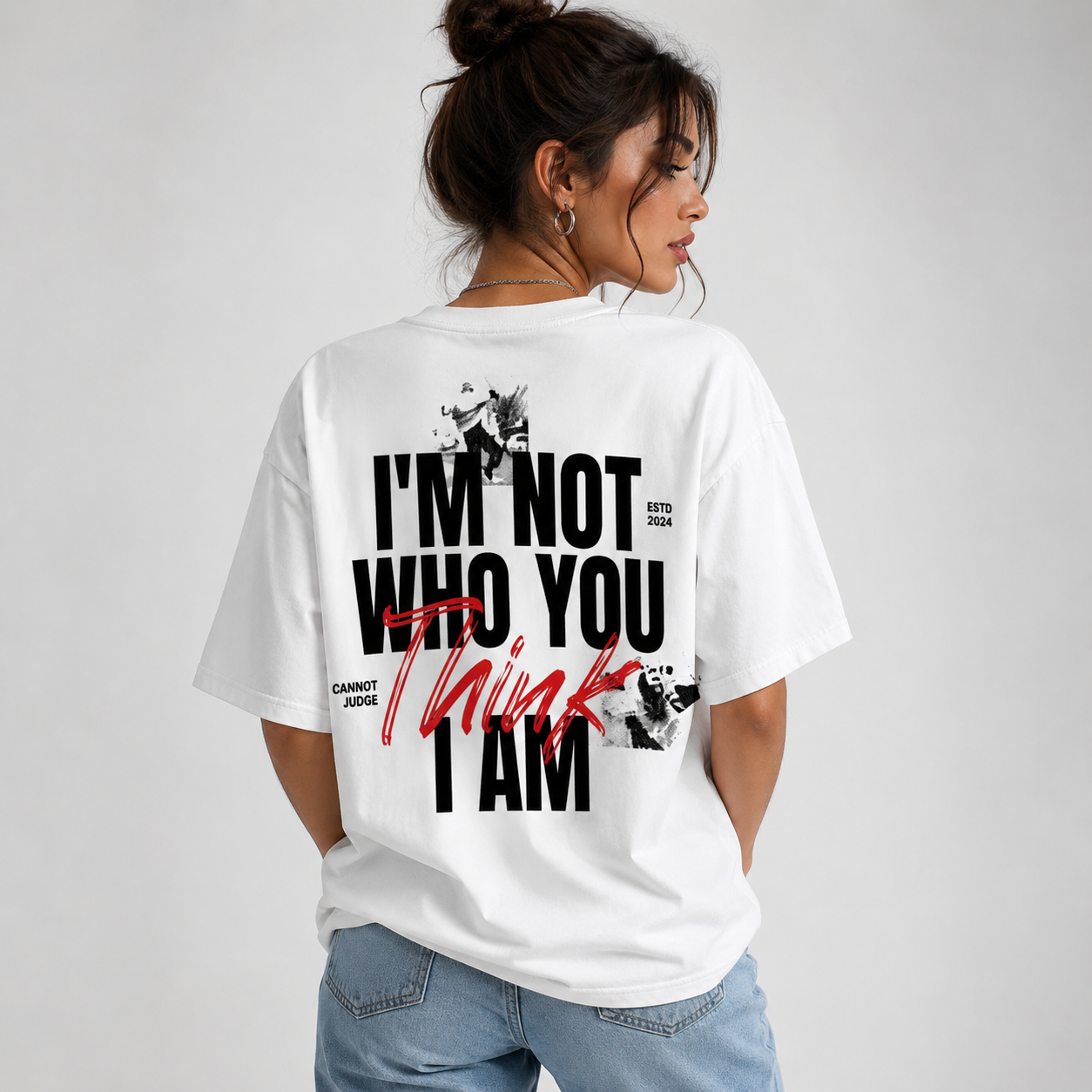 "I Am Not Who I Am" Oversized Graphic Tee